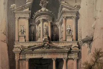 De Schatkamer in Petra, litho uit 1839 van David Roberts en Louis Haghe